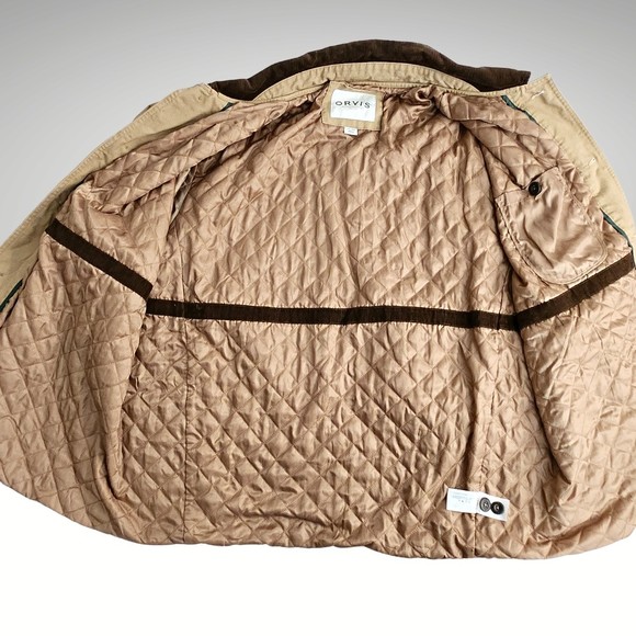 ORVIS Men’s XXL Heritage Barn Canvas Field Coat Jacket 100% Cotton Quilted Tan - Picture 5 of 8